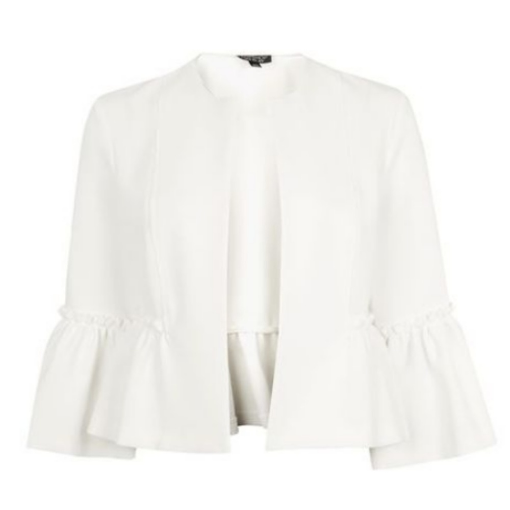 Topshop Bell Ruffle Sleeve Cropped Jacket - Picture 4 of 8